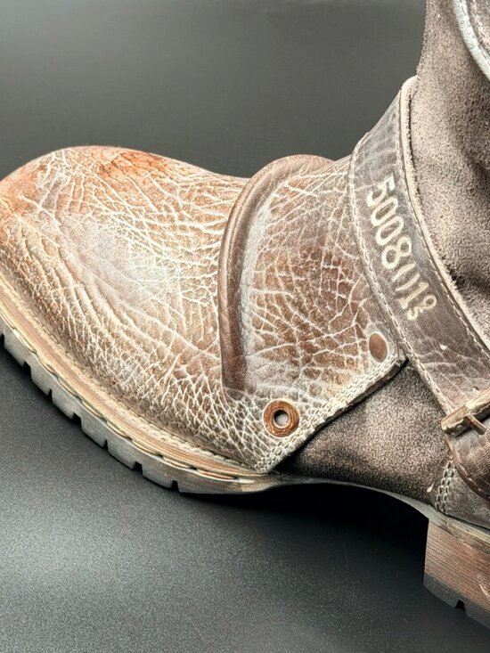 Otto Distressed Brown Grey Moto Boots main image 5